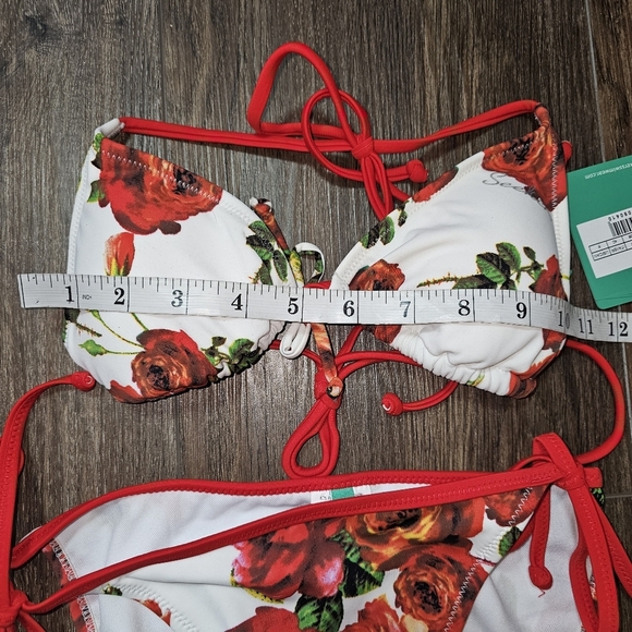 NWT Seekers Australia Rose Print Halter Neck Two-Piece Bikini Swimsuit SZ 8 - Picture 5 of 11